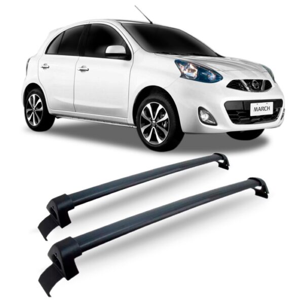 Bagageiro Rack De Teto Nissan March Aluminio Preto. Preto