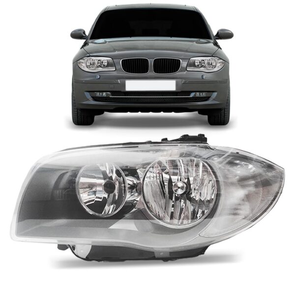Farol Bmw 118i 120i 2007 2008 2009 2010 2011 Cromado Lado Esquerdo