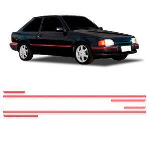 Friso Lateral Escort Hobby Ate 1991 2p - Vermelho -6 Peças.