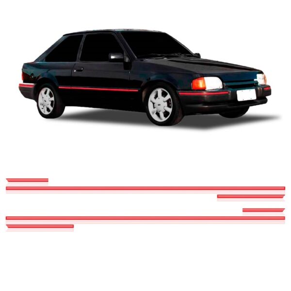 Friso Lateral Escort Hobby Ate 1991 2p - Vermelho -6 Peças.