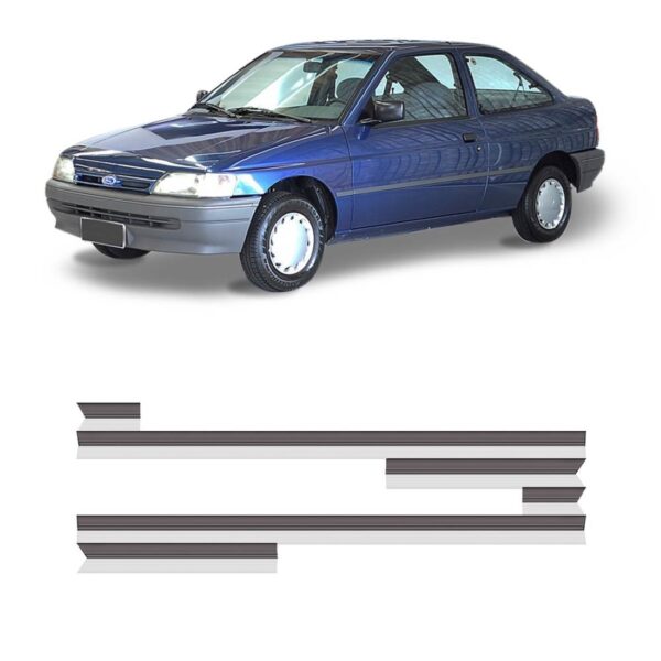 Borrachão Porta Escort L 1993 A 96 2p Cinza Largo Kit 6 Pçs Cinza