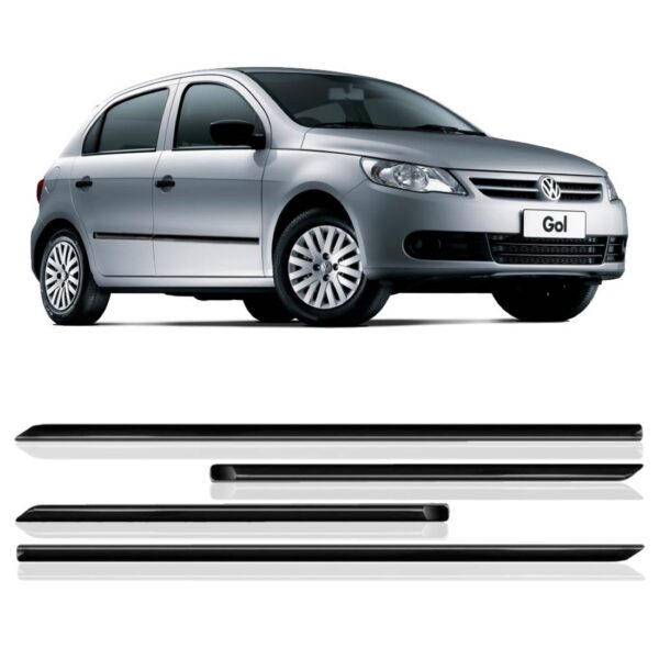 Friso Lateral Gol/voyage/fox G5 G4 4 Pçs Prto Liso Brilhante Preto