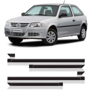 Borrachão Lateral Gol/parati Giv 2005 A 2009 2p -kit 6 Peças Preto