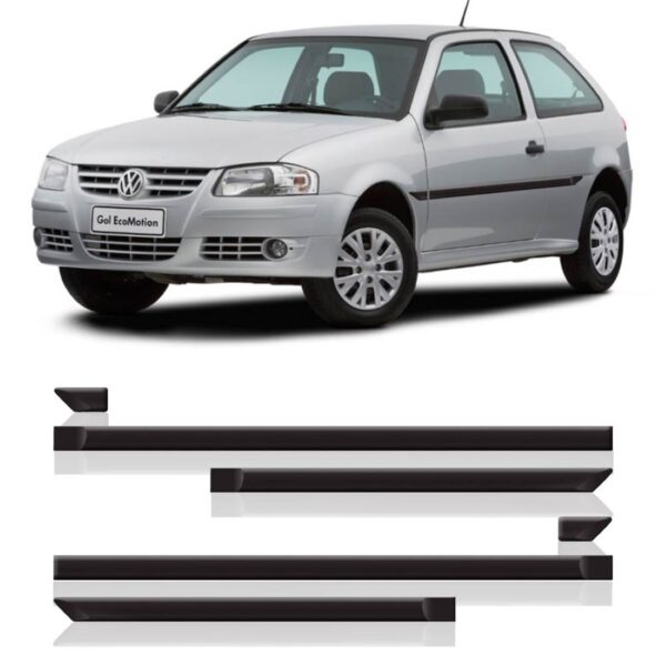 Borrachão Lateral Gol/parati Giv 2005 A 2009 2p -kit 6 Peças Preto
