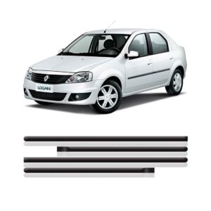 Jogo Friso Lateral Para Logan 2008 A 2014 Preto 4 Peças Preto