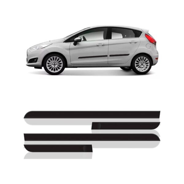 Jogo Friso Borrachão Para New Fiesta/hatch/sedan 2012 A 2018 Preto