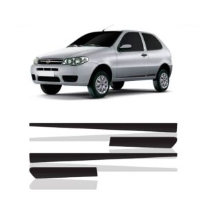 Jogo Friso Lateral P/ Palio G3 2005 A 2007 2 Portas 4 Peças Preto