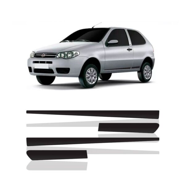 Jogo Friso Lateral P/ Palio G3 2005 A 2007 2 Portas 4 Peças Preto