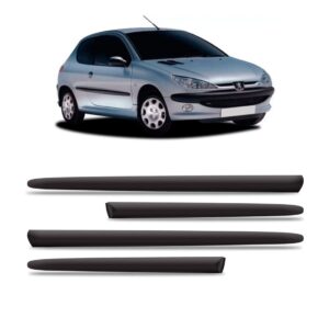 Borrachão Lateral Peugeot 206 2000 A 2010 2p - Kit 4 Peças
