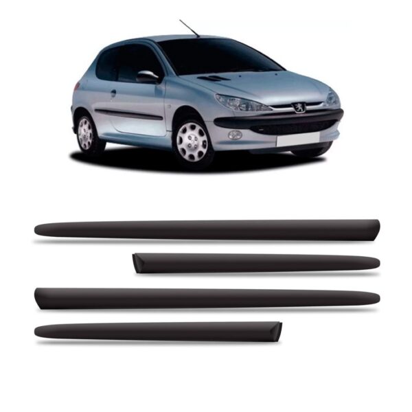 Borrachão Lateral Peugeot 206 2000 A 2010 2p - Kit 4 Peças