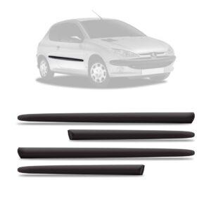 Borrachão Lateral Peugeot 206 2000 A 2010 2p - Kit 4 Peças