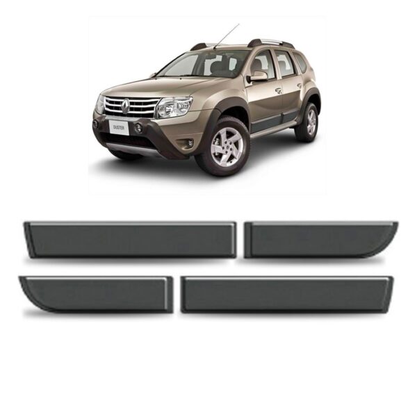 Borrachão Porta Friso Duster 2012 A 2018 Cinza Kit 4 Peças