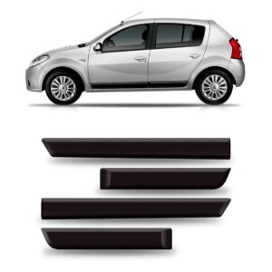 Friso Borrachão Lateral Para Sandero 2008 A 2015 Preto
