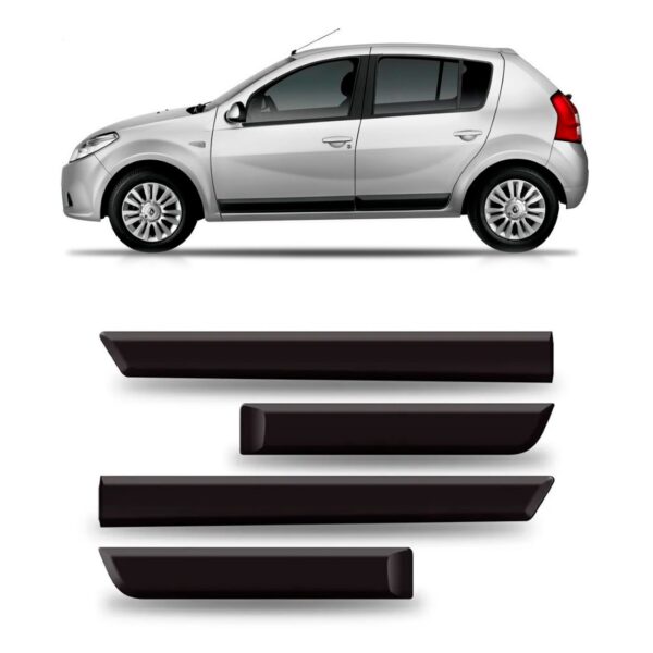 Friso Borrachão Lateral Para Sandero 2008 A 2015 Preto