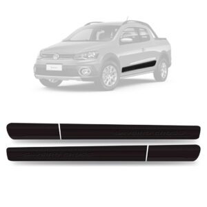 Borrachão Friso De Porta Para Saveiro Cross 2014 A 2018 Preto