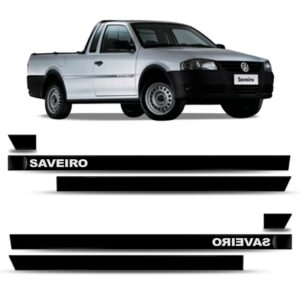 Friso Lateral Saveiro G4 2005 A 2008 - Kit 6 Peças. Preto