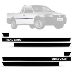 Friso Lateral Saveiro G4 2005 A 2008 - Kit 6 Peças. Preto