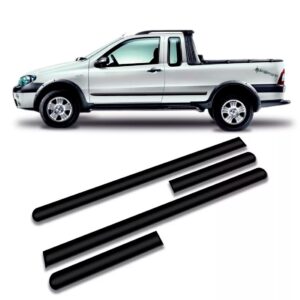 Friso Borrachão Lateral Strada 1995 A 2000 - Kit 4 Peças Preto