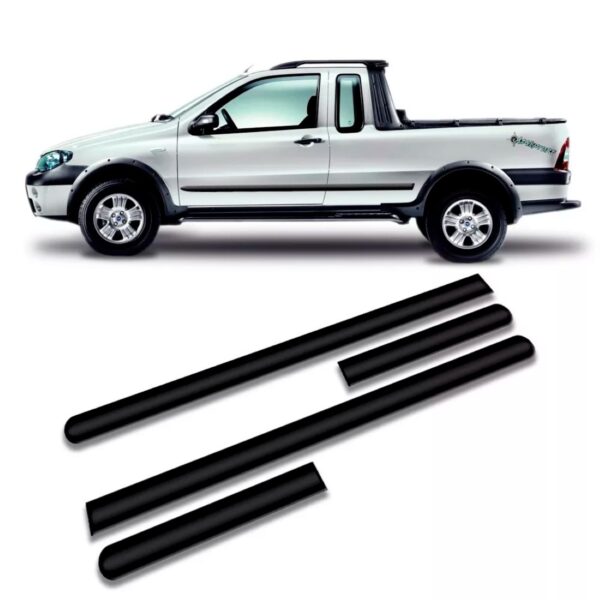 Friso Borrachão Lateral Strada 1995 A 2000 - Kit 4 Peças Preto