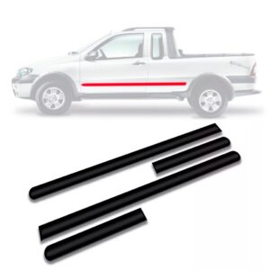 Friso Borrachão Lateral Strada 1995 A 2000 - Kit 4 Peças Preto