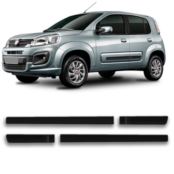 Friso Lateral Borrachão Porta Fino Para Uno 2010 A 2018 Preto