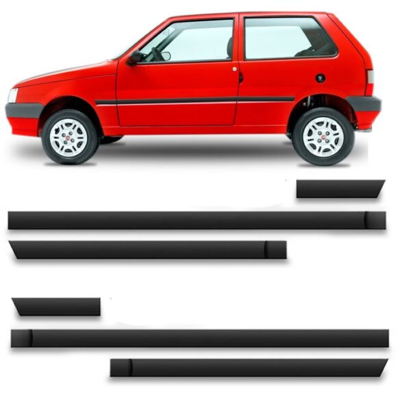 Kit Friso 6  Peças Lateral Uno 2005 Até 2010 2 Portas. Preto