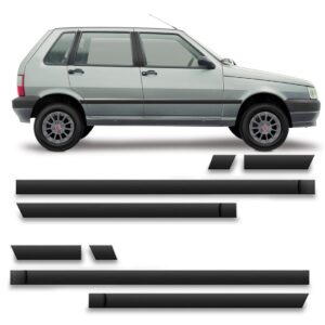 Kit Friso 8 Peças  Lateral Uno 2005 Até 2010 4 Portas Preto