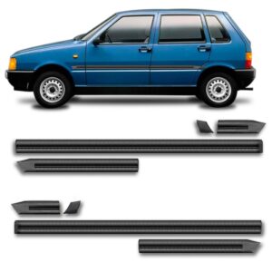 Kit Friso 8 Peças Lateral Uno 1988 A 1994 4 Portas Largo Preto