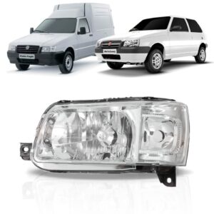 Farol Uno 2004 05 06 07 08 2009 Cromado Le Esquerdo/motorista