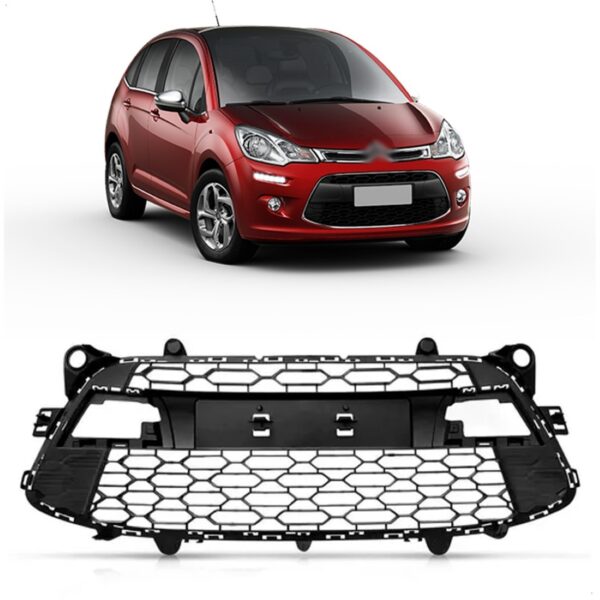 Tela Grade Parachoque C3 2013 A 2017 S/ Friso Cromado Preto