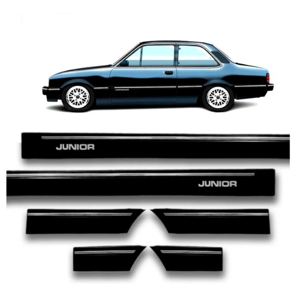 Friso Lateral Chevette Junior 1987 A 1994 Preto 6 Peças
