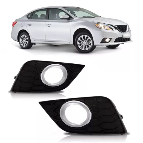 Tela Frontal Milha Sentra 2017 2018 2019 Aro Cromado Lado Esquerdo