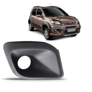 Moldura Milha Auxiliar Uno 2017 A 2019 Preta Com Furo Milha Preta