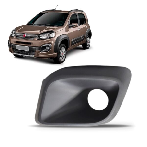 Moldura Milha Auxiliar Para Uno 2017 A 2019 Preta C/ Furo Lado Esquerdo