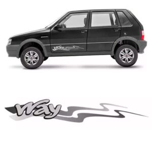 Adesivo Lateral Decorativa Para Uno Way 2013 Diante Cinza