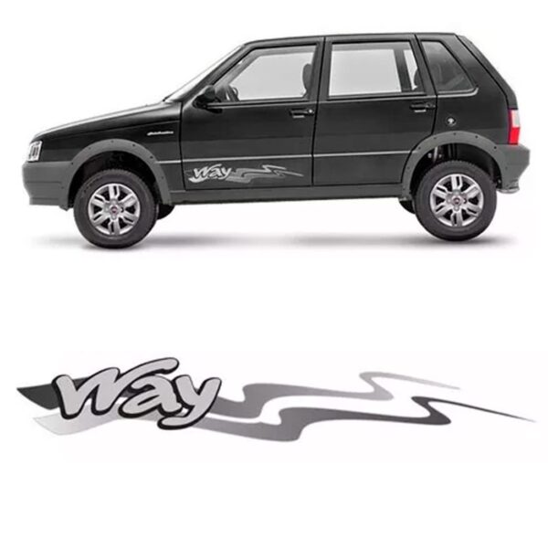 Adesivo Lateral Decorativa Para Uno Way 2013 Diante Cinza