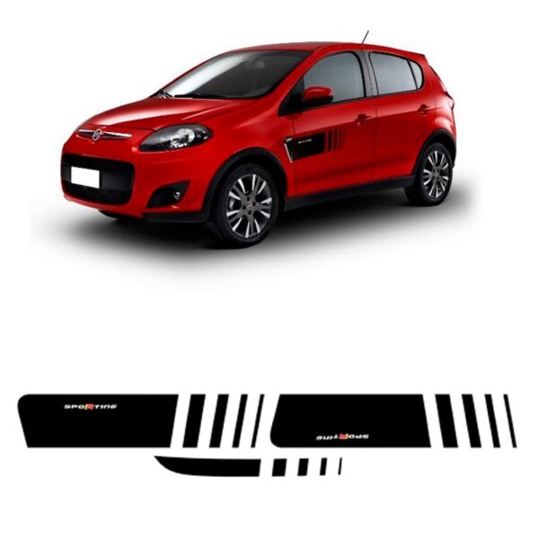 Kit Adesivo Lateral E Traseira Para Palio Sporting Preto