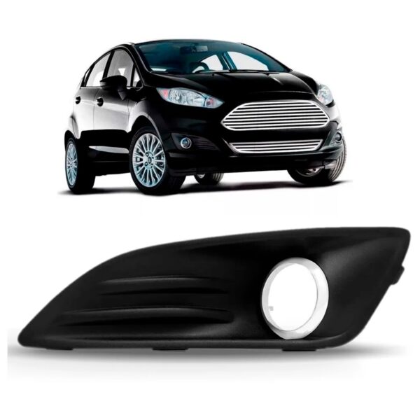 Moldura Milha Fiesta 2014 2015 2016 Com Furo Aro Cromado Ld Preto Esquerdo