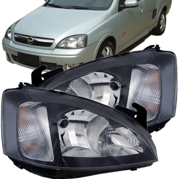 Farol Máscara Negra Corsa Hatch Sedan 03/08 Montana 1ª Linha Direito/passageiro