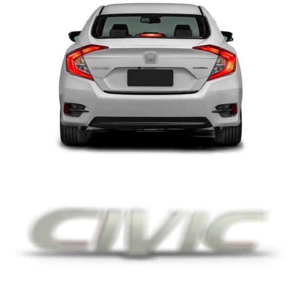 Emblema Tampa Honda Civic 2018 2019 2020 2021 2022 Letreiro - Preto