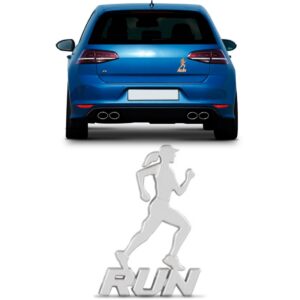 Emblema Adesivo Run Corredora 70mm Prata