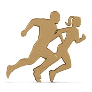 Emblema Adesivo Casal Correndo Pequeno 82 Mm Dourado Oferta
