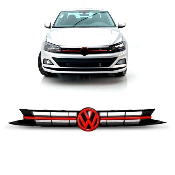 Grade Tela Polo Virtus 2017 A 20 Black Piano Friso Vermelho Vermelho