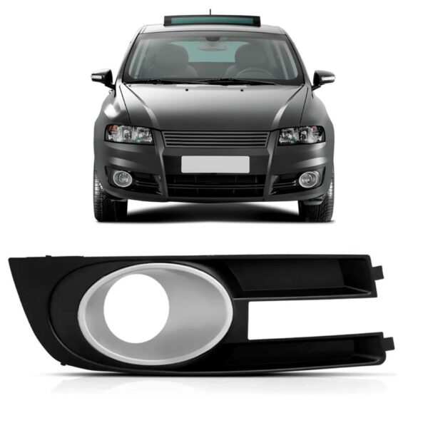 Moldura Tela Milha Stilo 2005 A 2009 Preto Fosco Aro Prata Lado Direito