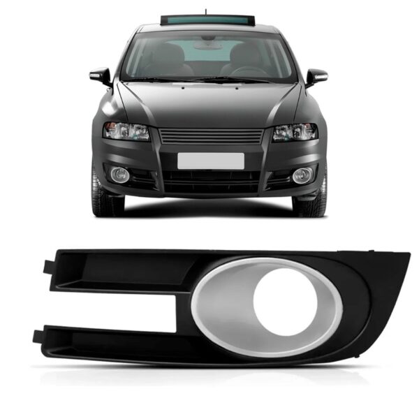 Moldura Tela Milha Stilo 2005 A 2009 Preto Fosco Aro Prata Lado Esquerdo