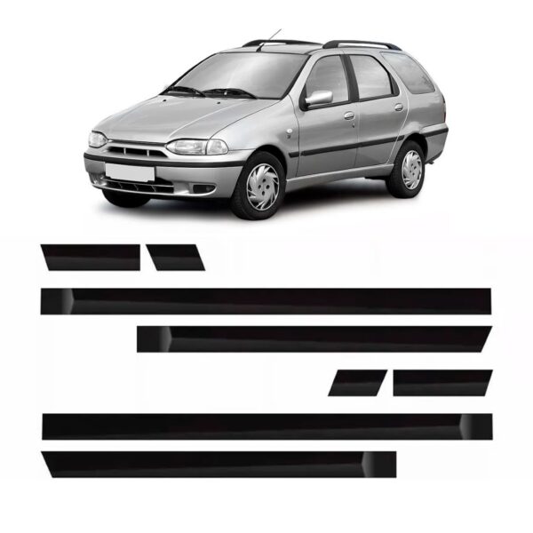 Friso Lateral Palio Weekend 4pts 1996 A 2000 8 Peças Preto Preto