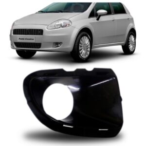 Moldura Para Farol Milha Punto 2009 A 2012 Preto C/furo Le Preto Direito