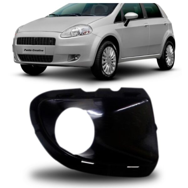 Moldura Para Farol Milha Punto 2009 A 2012 Preto C/furo Le Preto Direito