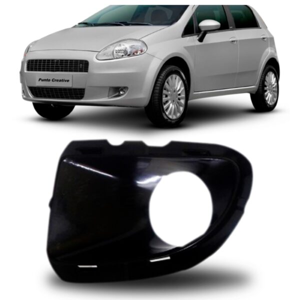 Moldura Para Farol Milha Punto 2009 A 2012 Preto C/furo Le Preto Esquerdo