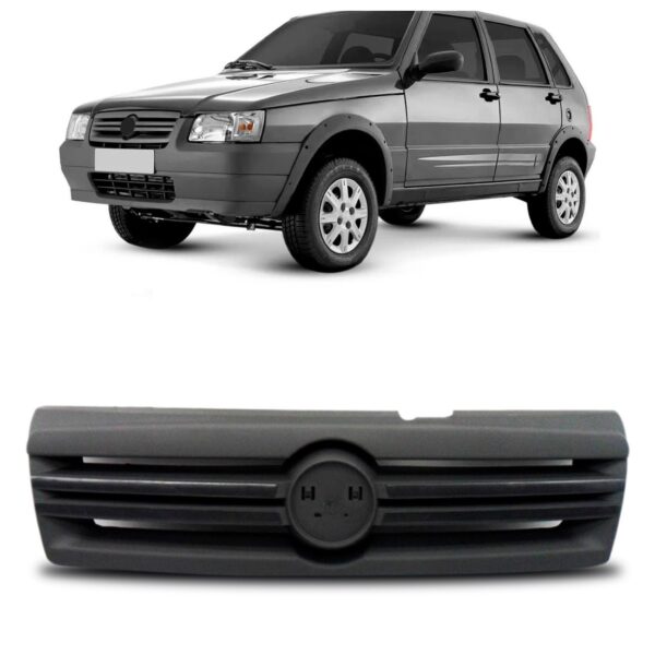 Grade Radiador Para Fiat Uno/fiorino 2006 A 2013 Friso Cinza